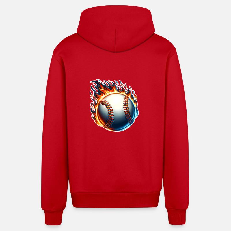Base-ball - Veste à capuche bio décontractée fabriquée en UE - rouge