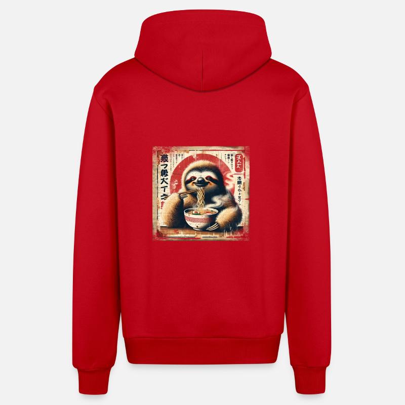 Ramen paresseux Grunge style d’affiche - Veste à capuche bio décontractée fabriquée en UE - rouge