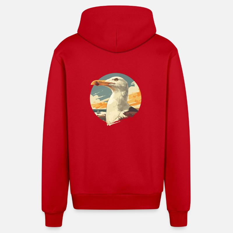 Mouettes Mouette - Veste à capuche bio décontractée fabriquée en UE - rouge
