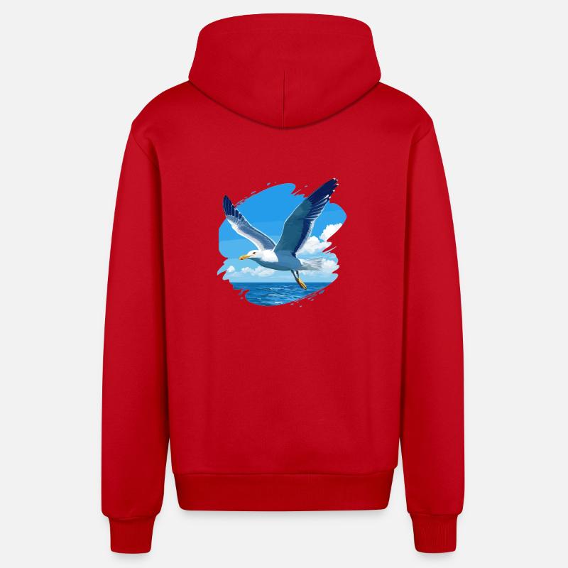 Mouettes Mouette - Veste à capuche bio décontractée fabriquée en UE - rouge