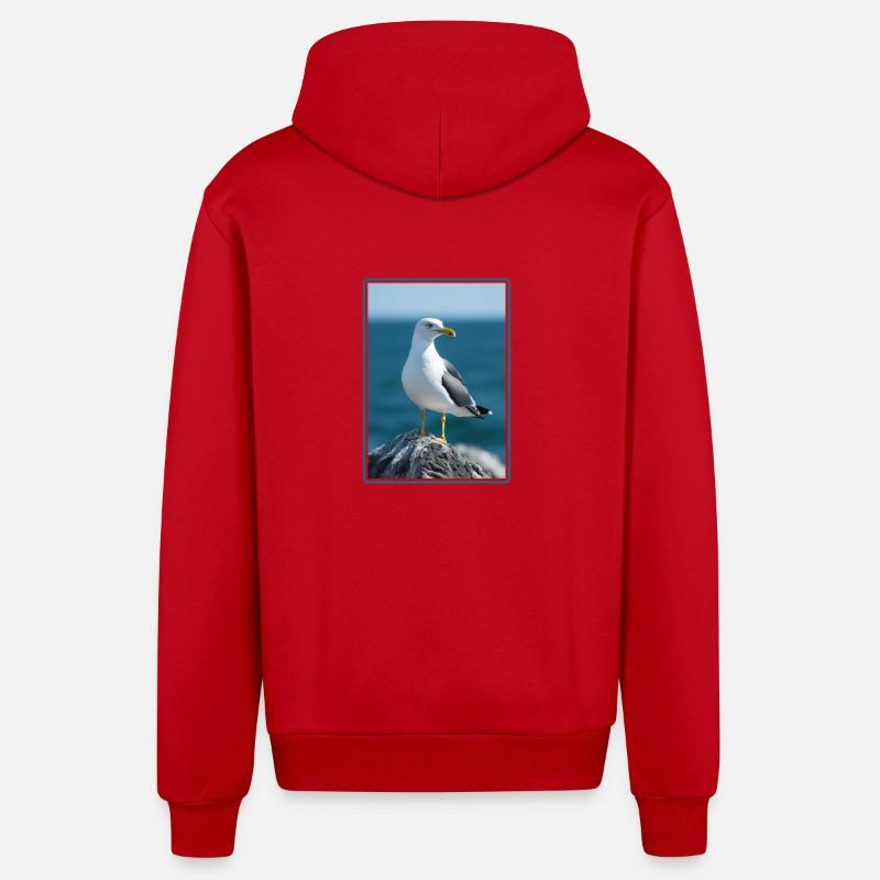 Mouettes Mouette - Veste à capuche bio décontractée fabriquée en UE - rouge