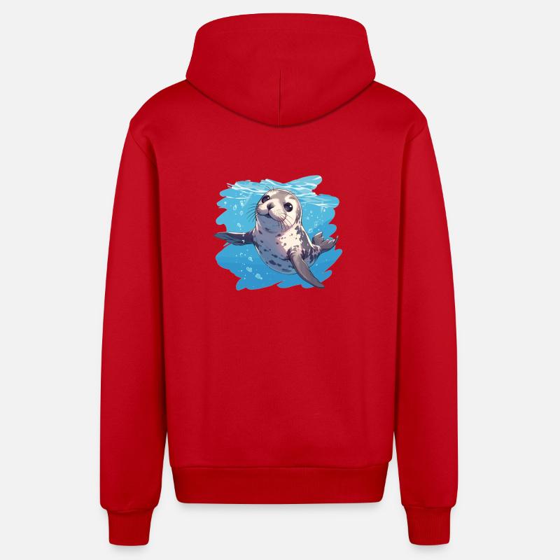 Joints, Phoque - Veste à capuche bio décontractée fabriquée en UE - rouge