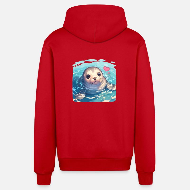 Joints, Phoque - Veste à capuche bio décontractée fabriquée en UE - rouge