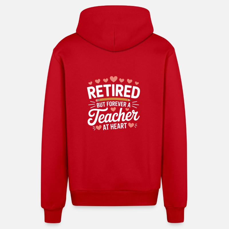 Enseignant à la retraite - Veste à capuche bio décontractée fabriquée en UE - rouge