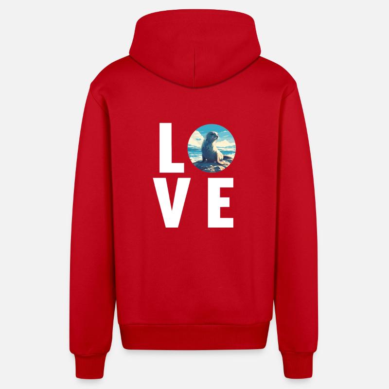 Joints, Phoque - Veste à capuche bio décontractée fabriquée en UE - rouge