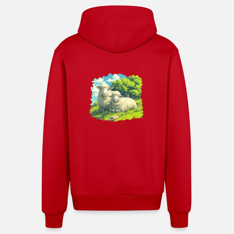 Mouton Mouton - Veste à capuche bio décontractée fabriquée en UE - rouge