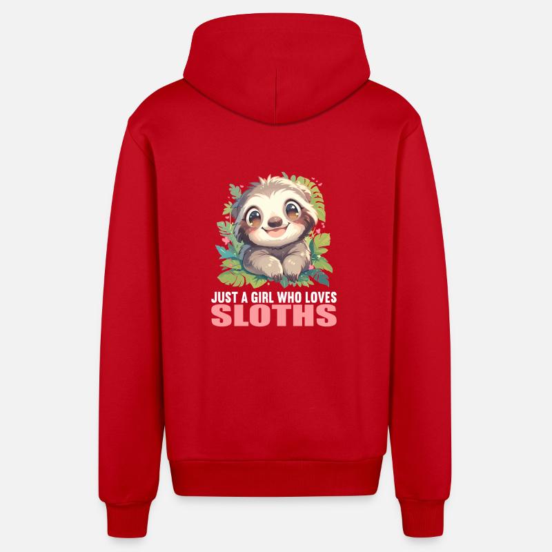 Sloths Sloth - Organic Relaxed Hooded Jacket Made in EU - red