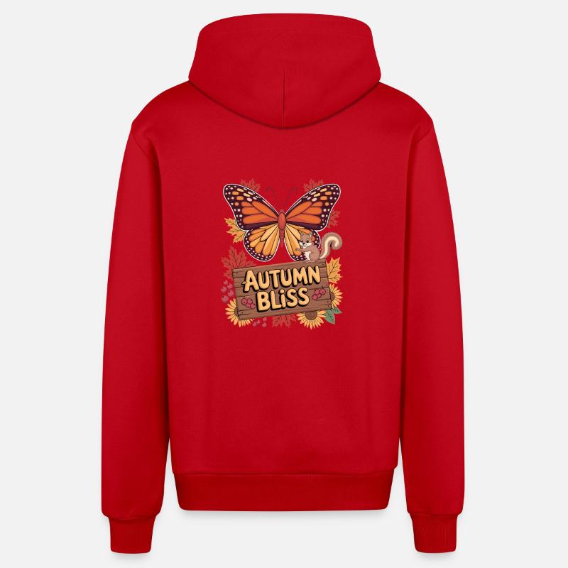 Joie d’automne Papillon Écureuil et - Veste à capuche bio décontractée fabriquée en UE - rouge