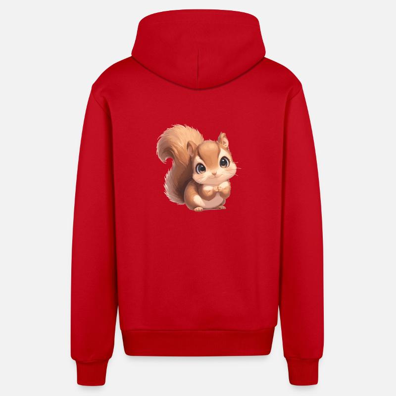 Écureuil - Veste à capuche bio décontractée fabriquée en UE - rouge