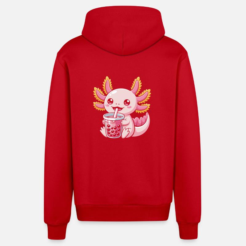 Axolotl mignon - Veste à capuche bio décontractée fabriquée en UE - rouge