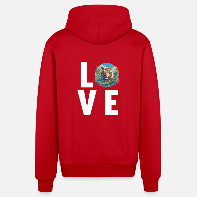 Tigre de Sumatra - Veste à capuche bio décontractée fabriquée en UE - rouge