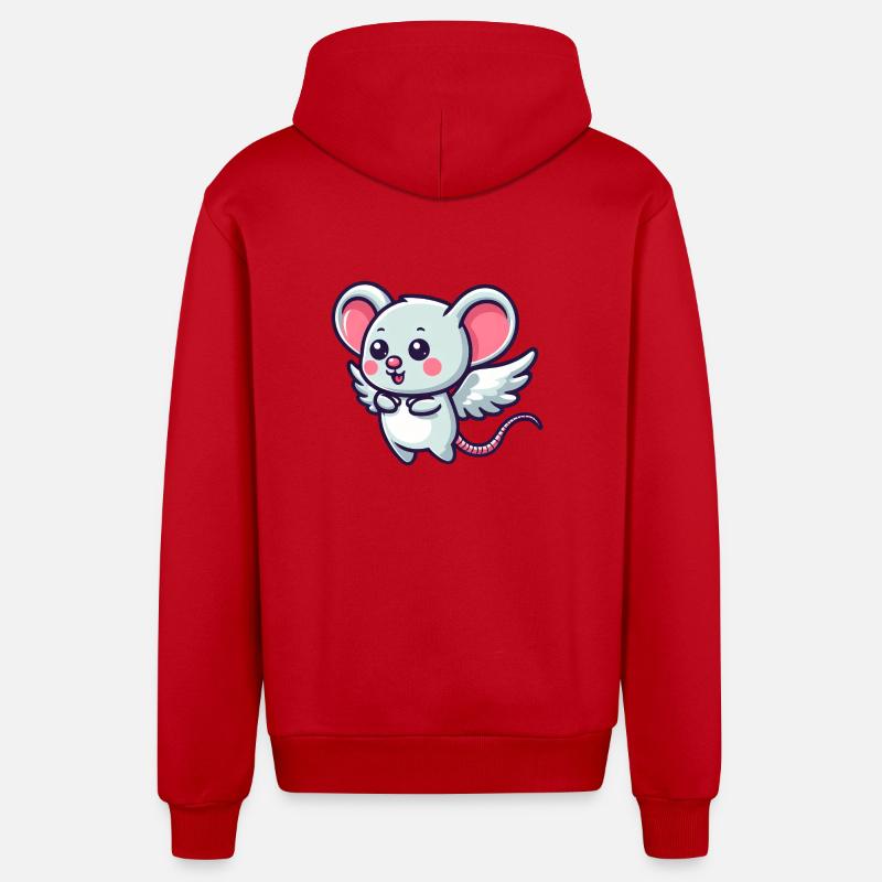 Souris céleste : Rongeur mignon avec - Veste à capuche bio décontractée fabriquée en UE - rouge