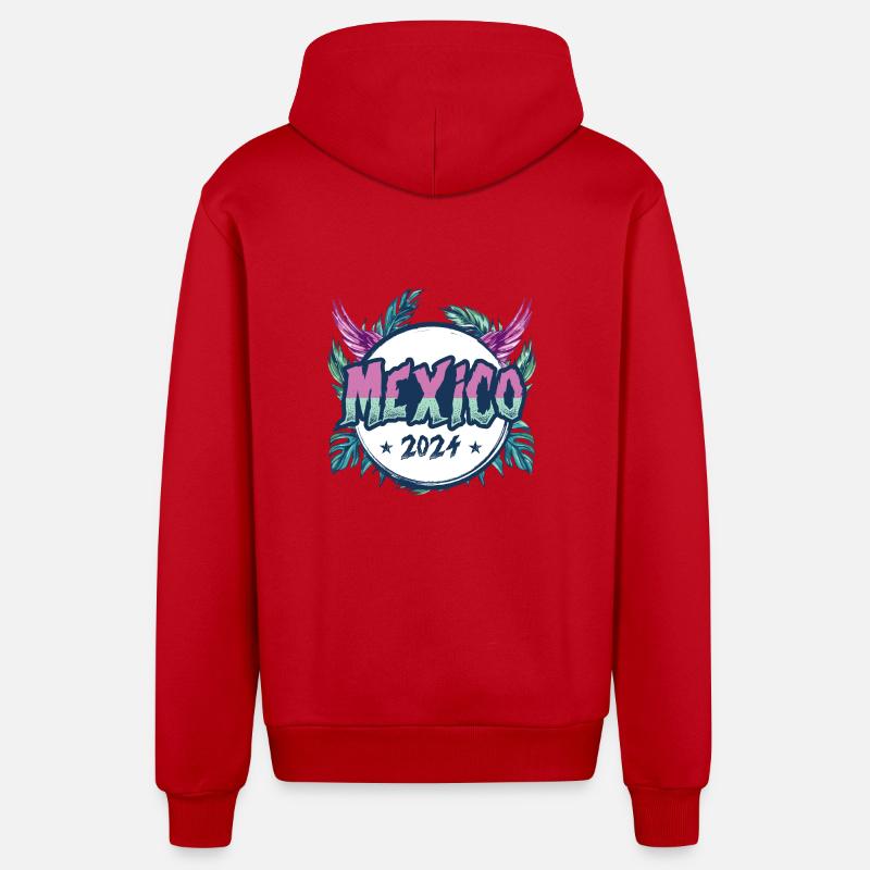 Vacances Mexique 2024 - Veste à capuche bio décontractée fabriquée en UE - rouge
