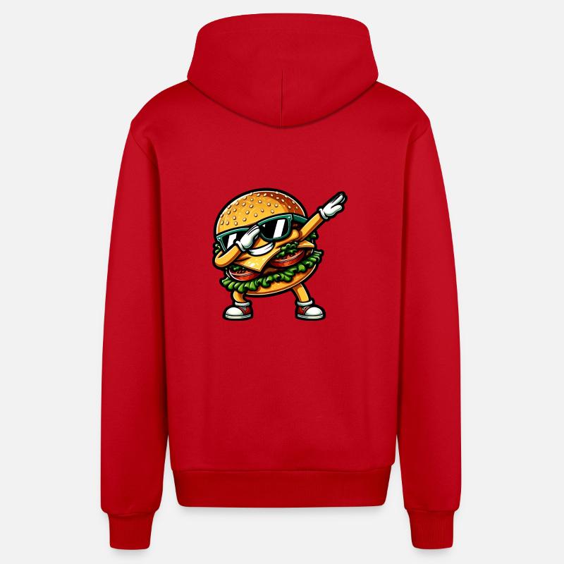Hamburger & Cheeseburger Dabbing - Veste à capuche bio décontractée fabriquée en UE - rouge