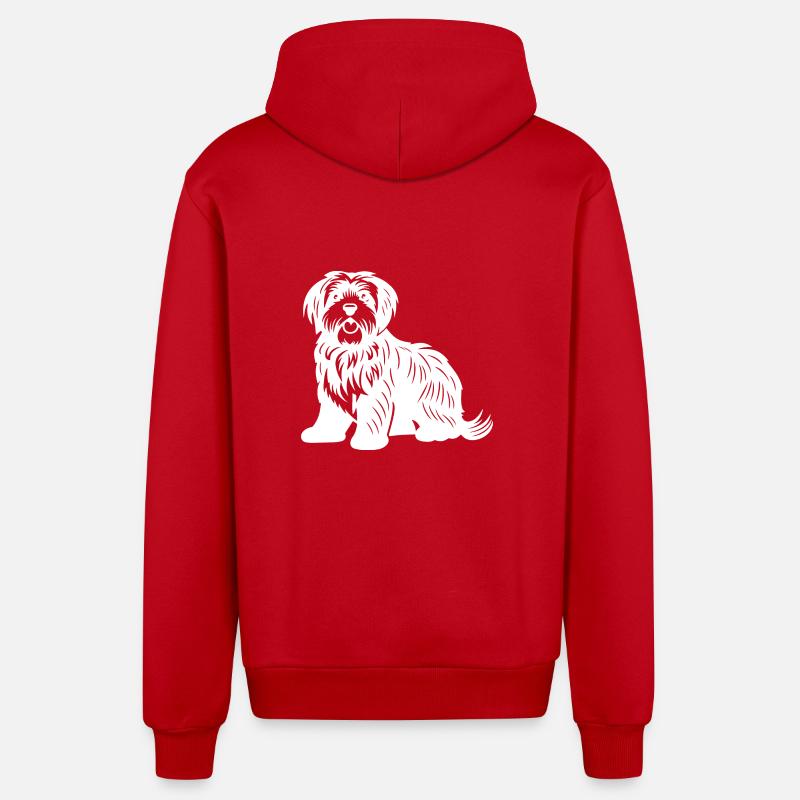 Silhouette de chien havanais - Veste à capuche bio décontractée fabriquée en UE - rouge
