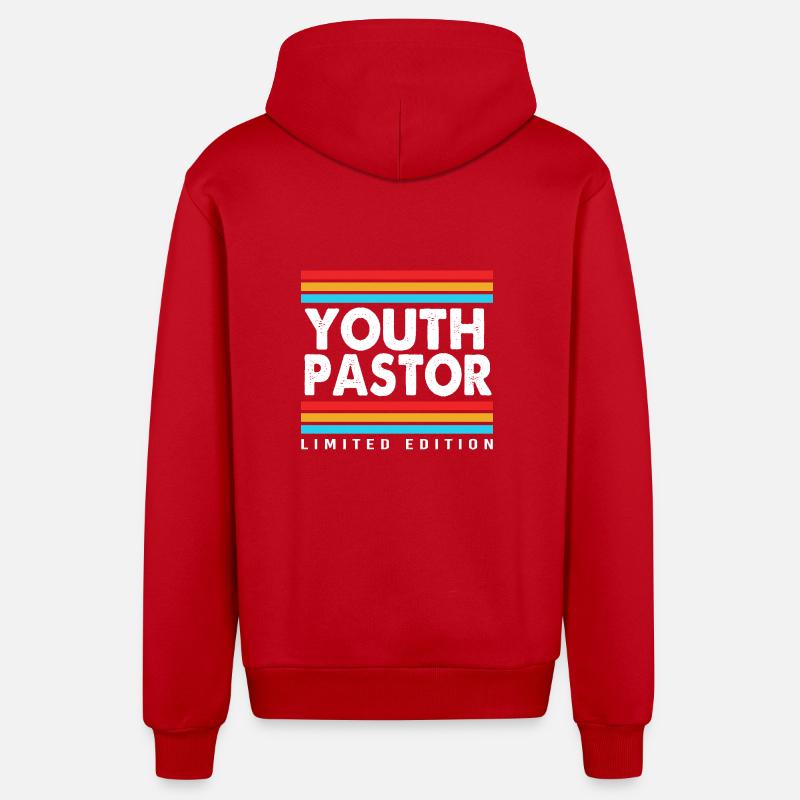 Pasteur des jeunes - Veste à capuche bio décontractée fabriquée en UE - rouge