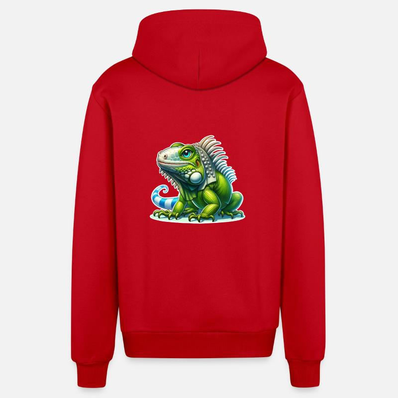Iguane - Veste à capuche bio décontractée fabriquée en UE - rouge