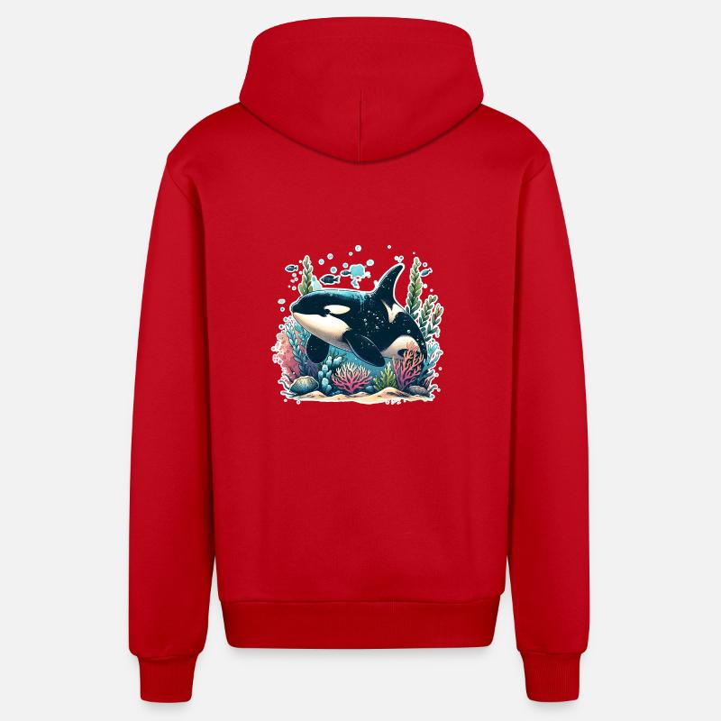 Orca Schwertwal - Organic Relaxed Kapuzenjacke Made in EU - Rot