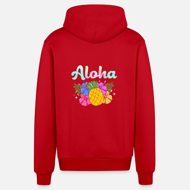 Maui Hawaii Hawaiian - Organic Relaxed Kapuzenjacke Made in EU - Rot