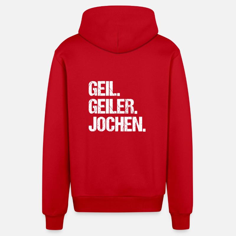 Jochen - Veste à capuche bio décontractée fabriquée en UE - rouge