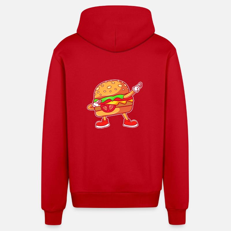 Cheeseburger - Veste à capuche bio décontractée fabriquée en UE - rouge