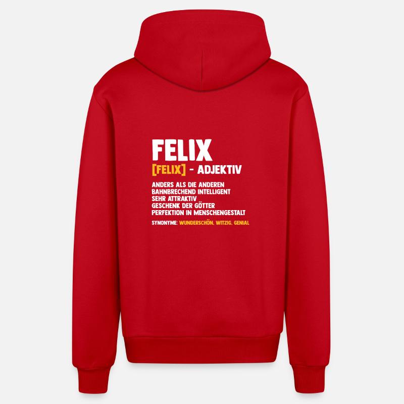 Felix - Veste à capuche bio décontractée fabriquée en UE - rouge