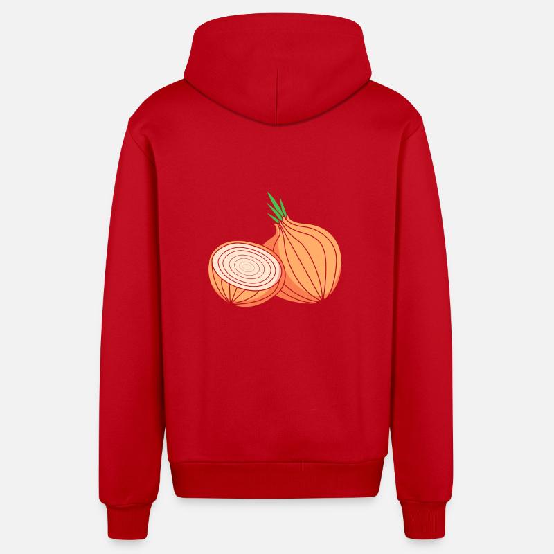 oignon - Veste à capuche bio décontractée fabriquée en UE - rouge