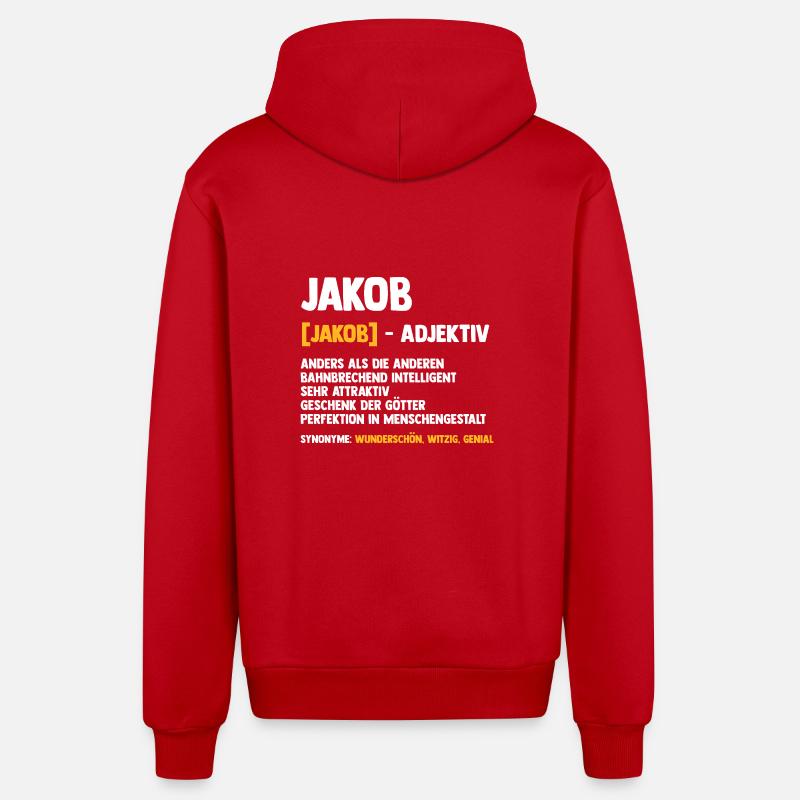 Jacob - Veste à capuche bio décontractée fabriquée en UE - rouge