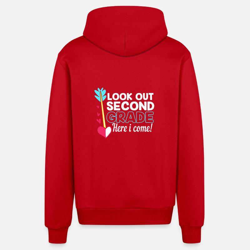 2. Klasse - Organic Relaxed Kapuzenjacke Made in EU - Rot
