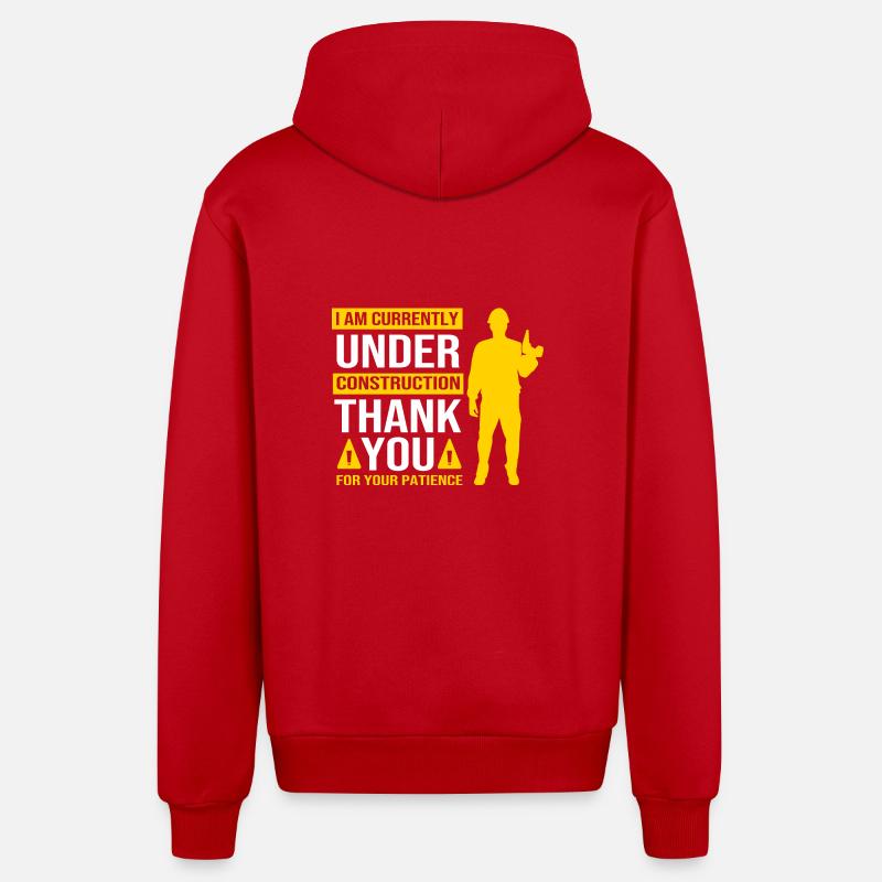 Construction worker construction site - Organic Relaxed Hooded Jacket Made in EU - red