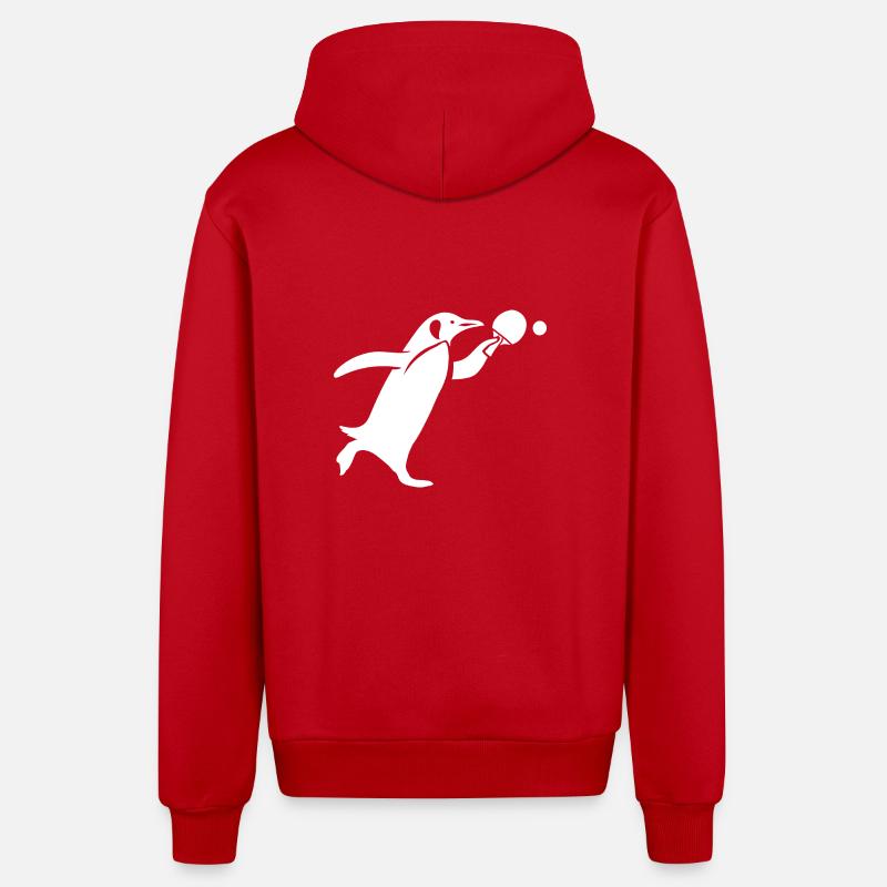 Silhouette de ping-pong pingouin - Veste à capuche bio décontractée fabriquée en UE - rouge