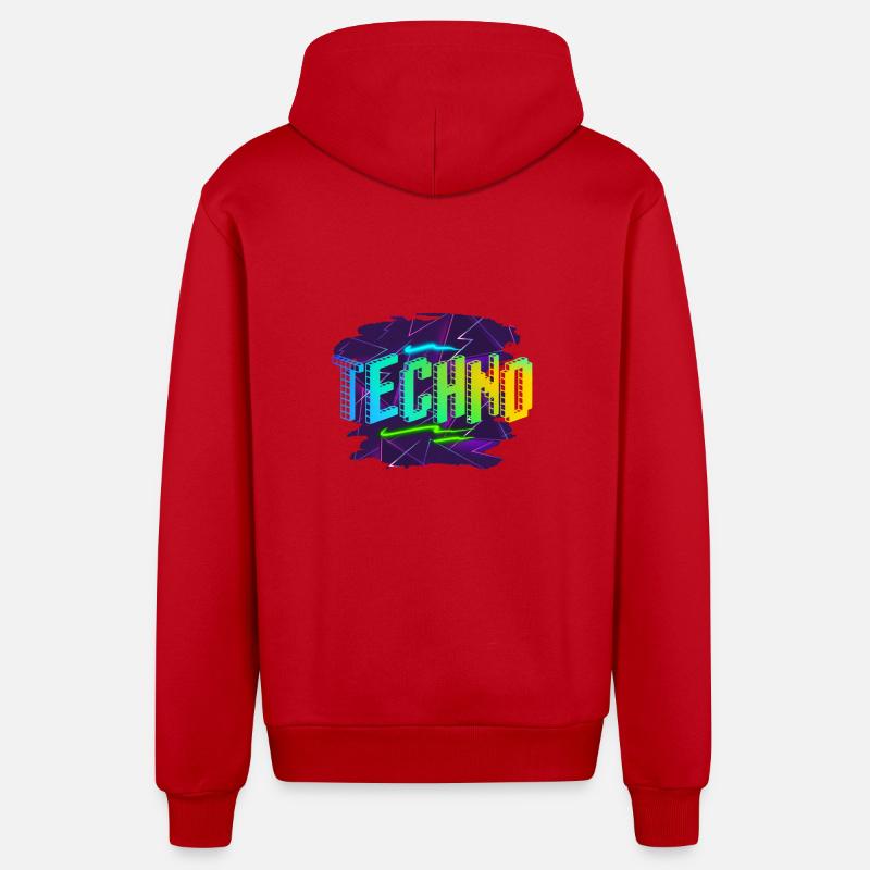 Techno - Veste à capuche bio décontractée fabriquée en UE - rouge