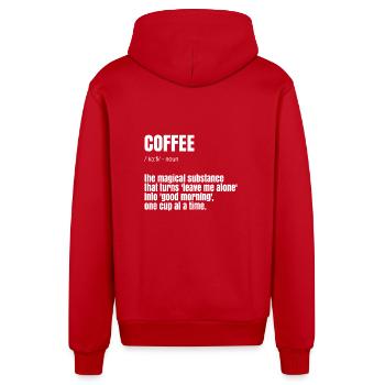 Funny Coffee Saying - Organic Relaxed Hooded Jacket Made in EU - red - Back