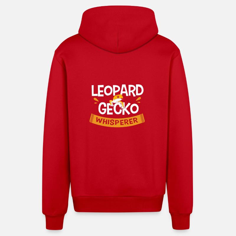 Gecko léopard - Veste à capuche bio décontractée fabriquée en UE - rouge