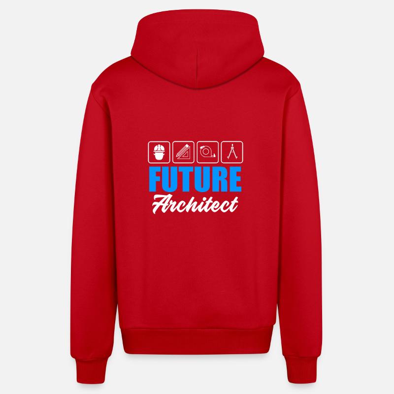 architecture - Veste à capuche bio décontractée fabriquée en UE - rouge