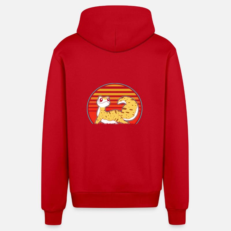Gecko léopard - Veste à capuche bio décontractée fabriquée en UE - rouge