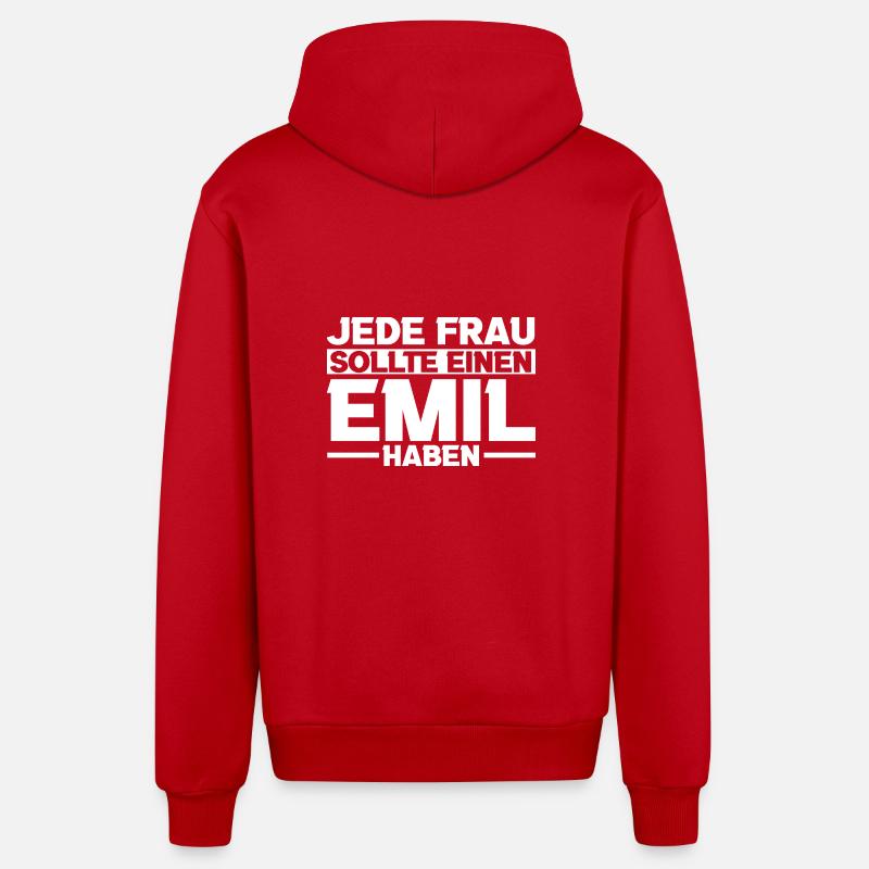Emil - Veste à capuche bio décontractée fabriquée en UE - rouge