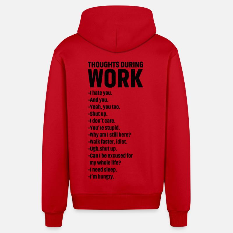 thoughts during work - Veste à capuche bio décontractée fabriquée en UE - rouge