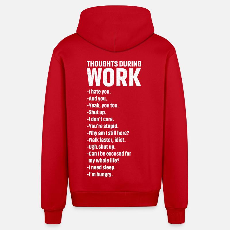 thoughts during work - Organic Relaxed Kapuzenjacke Made in EU - Rot