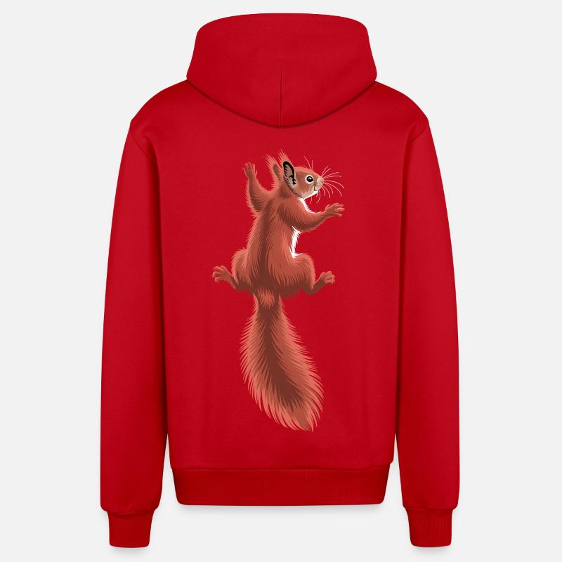 Écureuil roux grimpeur mignon - Veste à capuche bio décontractée fabriquée en UE - rouge