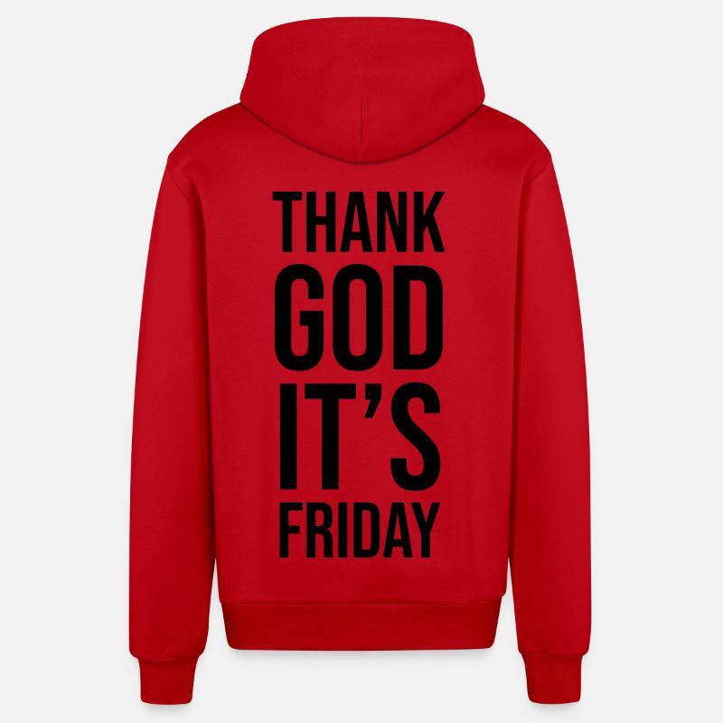 Dieu merci, c’est vendredi - Veste à capuche bio décontractée fabriquée en UE - rouge