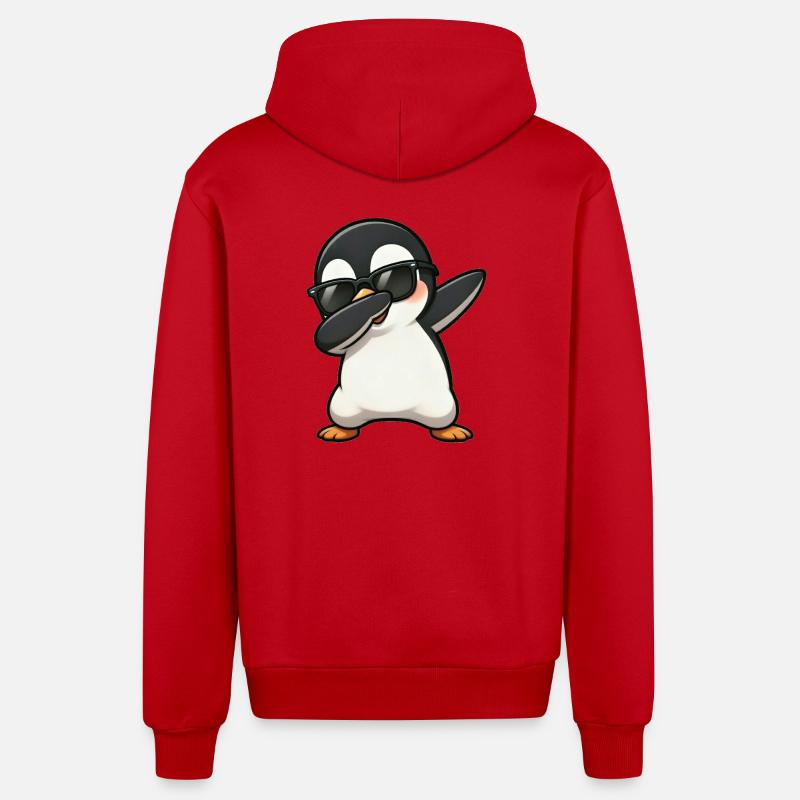 Dabbing Pingouin - Veste à capuche bio décontractée fabriquée en UE - rouge