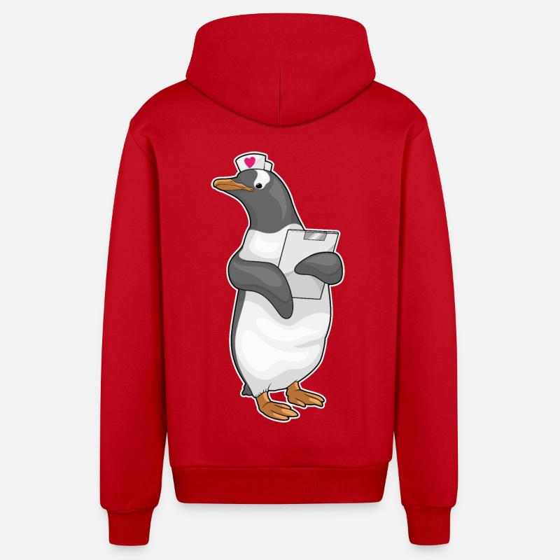 Pinguin Krankenschwester Stethoskope - Organic Relaxed Kapuzenjacke Made in EU - Rot