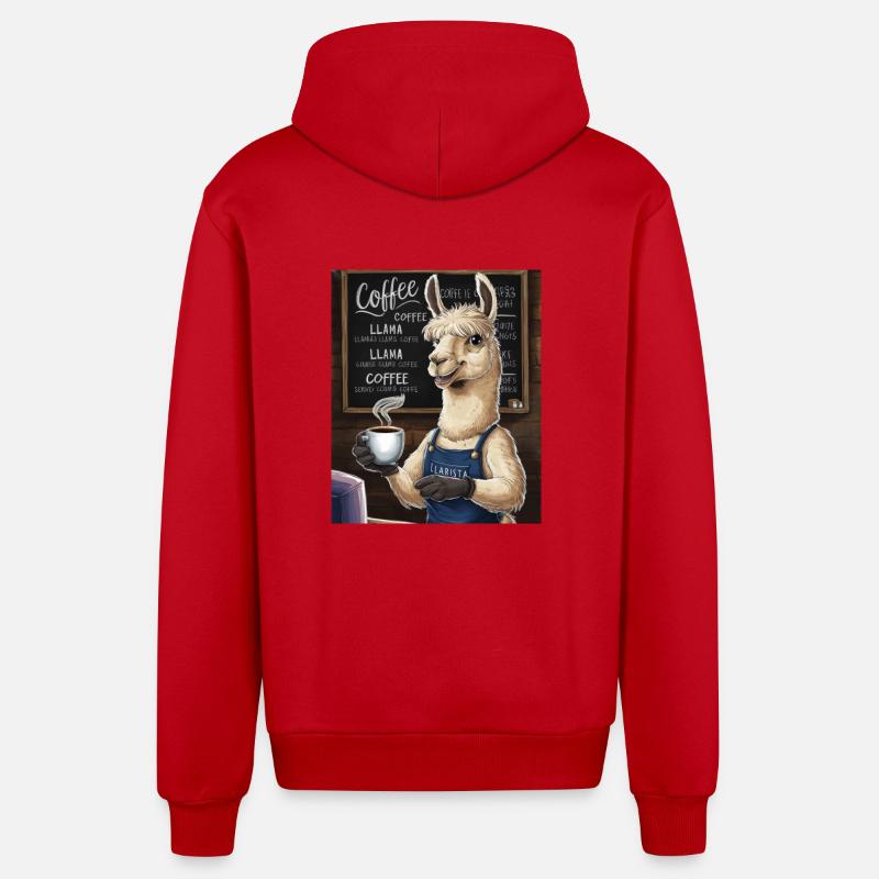 LLAMA COFFEE - Veste à capuche bio décontractée fabriquée en UE - rouge