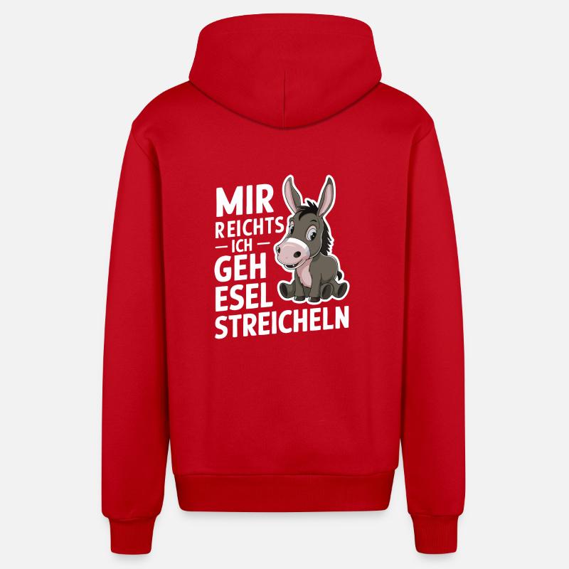 Esel Eselchen Maultier Muli - Organic Relaxed Kapuzenjacke Made in EU - Rot