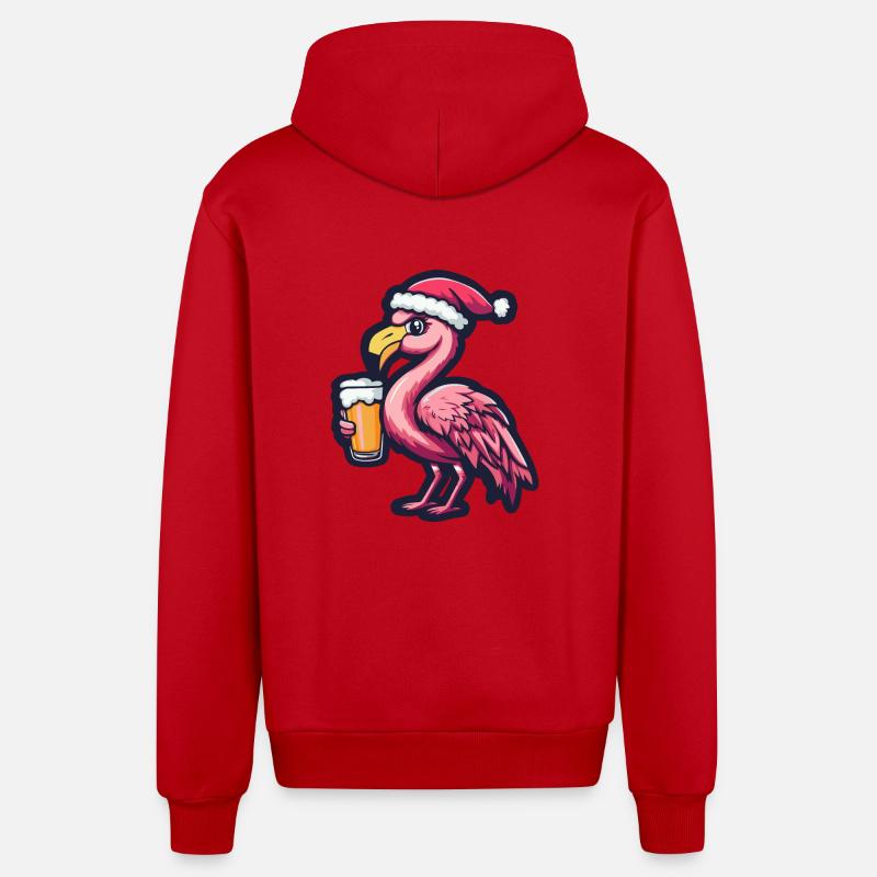 Flamingo Bière de Noël Drôle - Veste à capuche bio décontractée fabriquée en UE - rouge