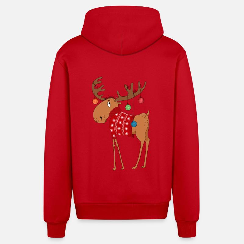 Elch im Pullover - Organic Relaxed Kapuzenjacke Made in EU - Rot