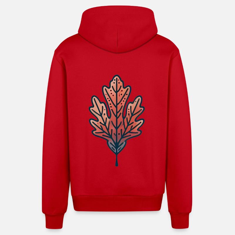 Illustration rustique de feuille d’automne - Veste à capuche bio décontractée fabriquée en UE - rouge