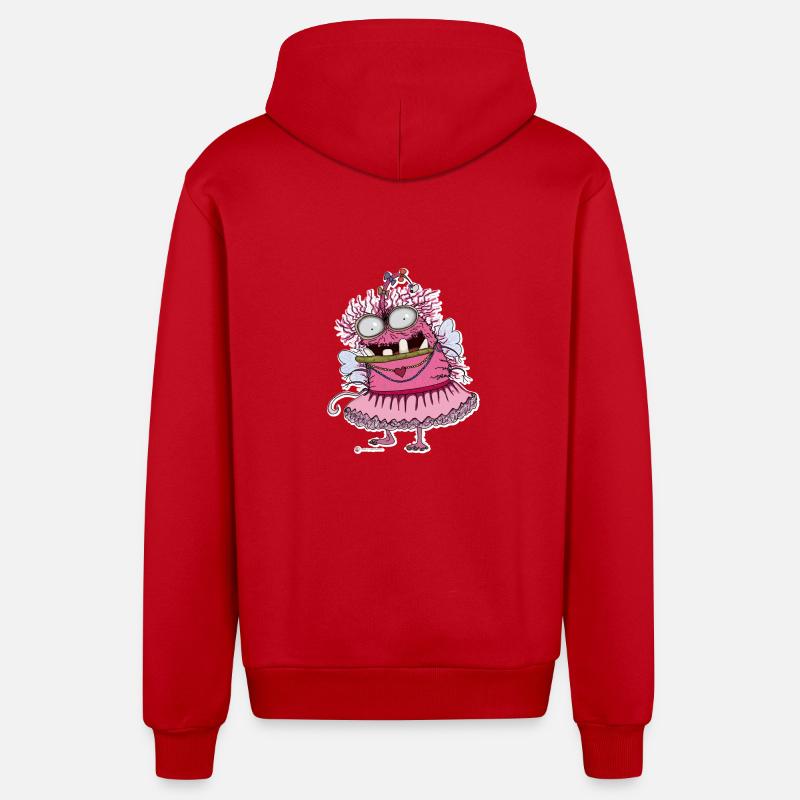 Ballerine Monstre Rose - Veste à capuche bio décontractée fabriquée en UE - rouge