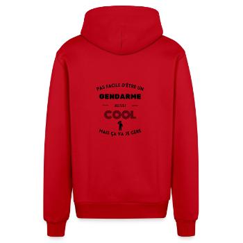 Pas facile d être un gendarme cool ça va je gère - Veste à capuche bio décontractée fabriquée en UE - rouge - Dos